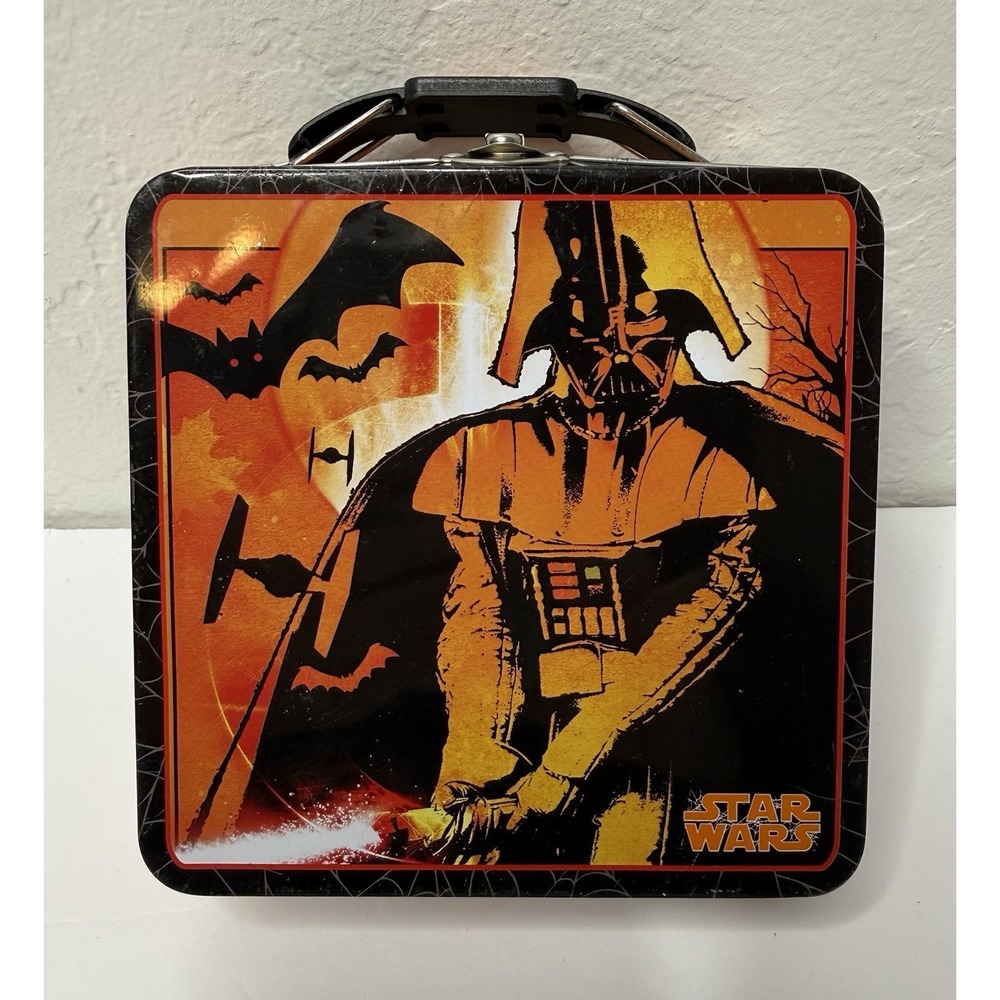 Star Wars The Tin Box Co Lunch‎ Box 2015 Darth Vader Bats Orange Halloween Webs
